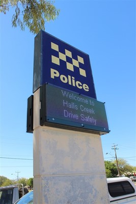 Halls Creek - Slow Down, Enjoy - Halls Creek Police Sign - August 2017