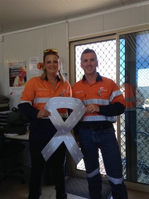 Road Ribbon for Road Safety - Aurizon staff supporting the campaign